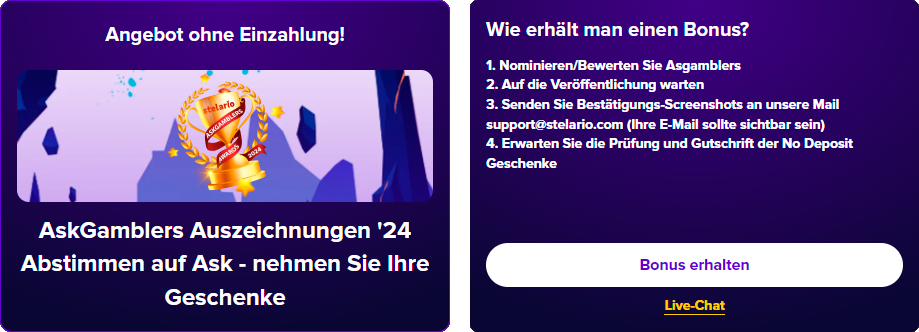 Keine Einzahlung Bonus Casino Stelario